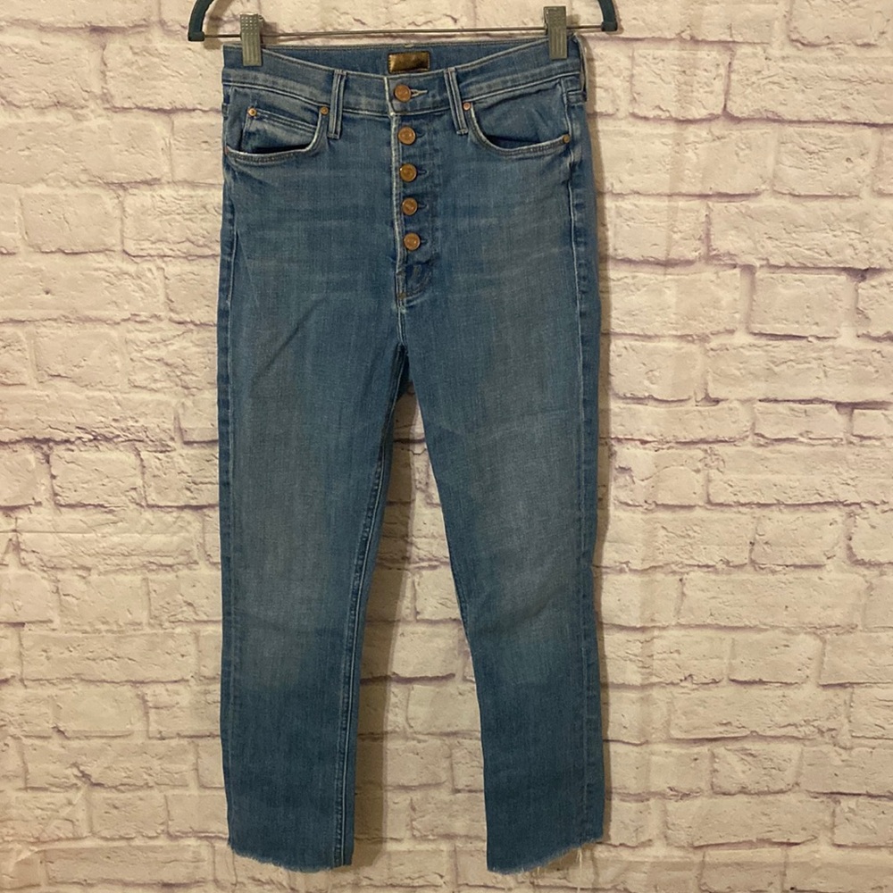 MOTHER the pixie dazzler ankle fray button fly jeans
